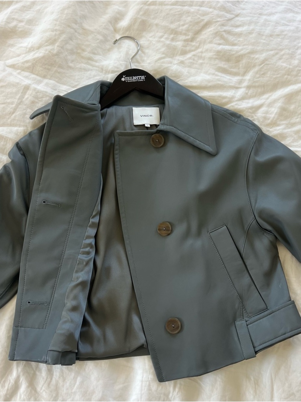 VINCE Slate Gray Green 100% Leather Jacket Size Small - Picture 3 of 7